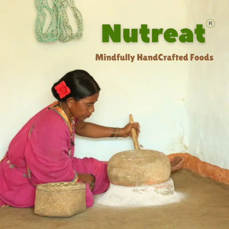 Nutreat handcrafts traditional Indian foods for babies, women, and everyday family health — sprouted, sun-dried, slow-roasted, and stone-ground by hand, made only on order with no preservatives. Trusted by 10,000+ families.
