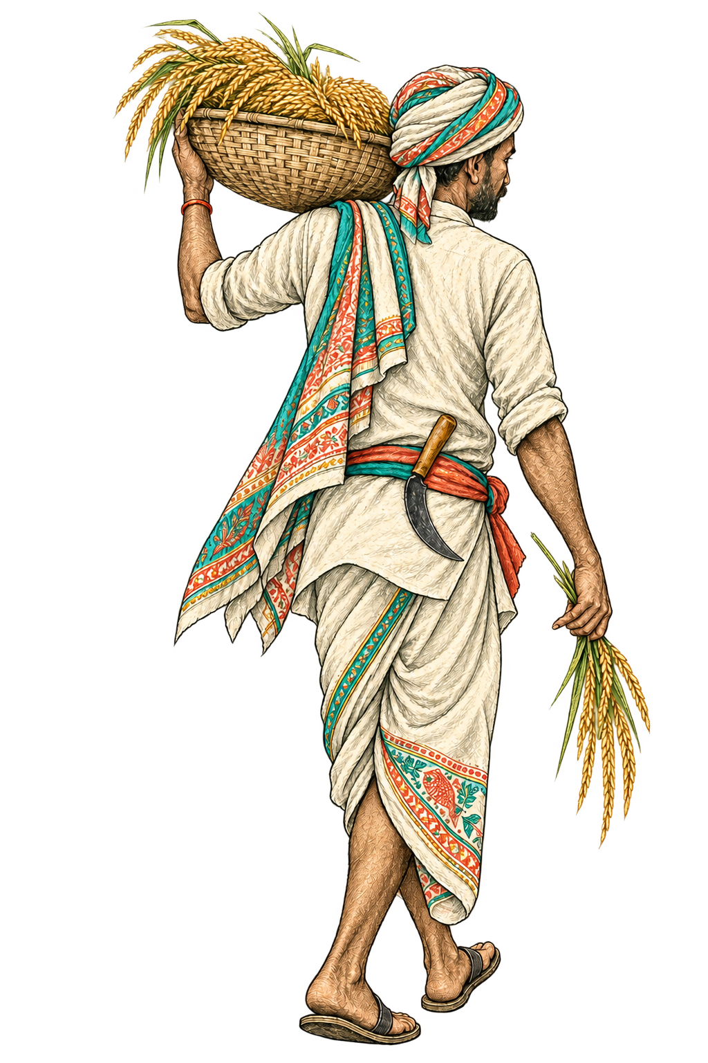 Farmer carrying a grain harvest
